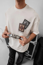 Erkek Yazlık Bisiklet Yaka Baskılı Regular Fit Tişört Kısa Kol T-Shirt - Beyaz