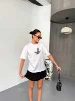 KADIN Baskılı T-Shirt Kısa Kol Bisiklet Yaka Regular Fit Yazlık Tişört - Beyaz
