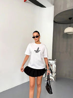 KADIN Baskılı T-Shirt Kısa Kol Bisiklet Yaka Regular Fit Yazlık Tişört - Beyaz