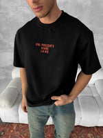 Erkek Ön ve Arka Baskılı T-Shirt Kısa Kol Bisiklet Yaka Regular Fit Tişört - Siyah