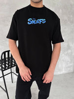 Erkek Ön ve Arka Baskılı T-Shirt Kısa Kol Bisiklet Yaka Regular Fit Tişört - Siyah