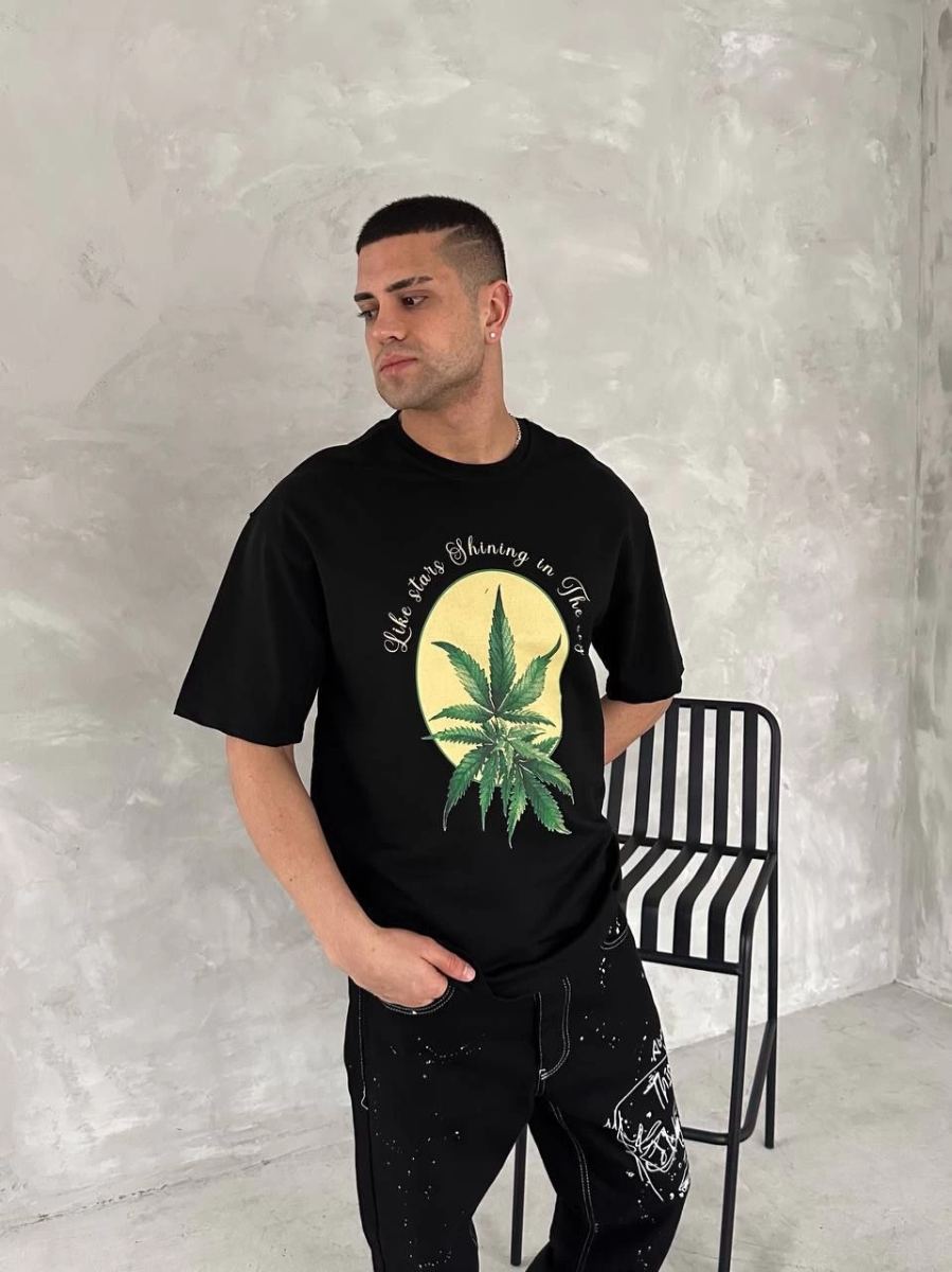 Erkek Baskılı T-Shirt Kısa Kol Bisiklet Yaka Regular Fit Yazlık Tişört - SiyahSiyah