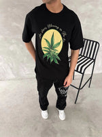Erkek Baskılı T-Shirt Kısa Kol Bisiklet Yaka Regular Fit Yazlık Tişört - SiyahSiyah