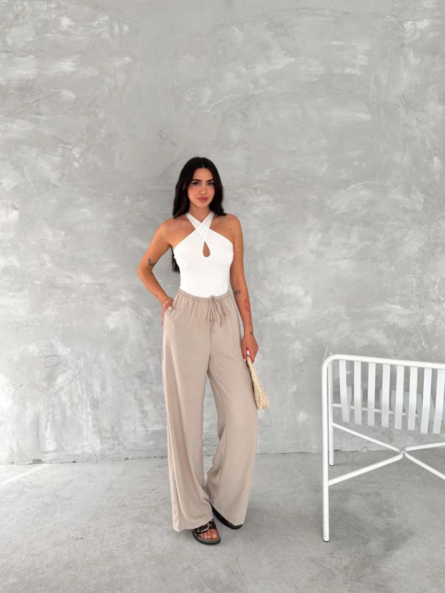 Kadın Ayrobin Oversize Kadın Pantalon - Bej