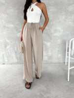 Kadın Ayrobin Oversize Kadın Pantalon - Bej