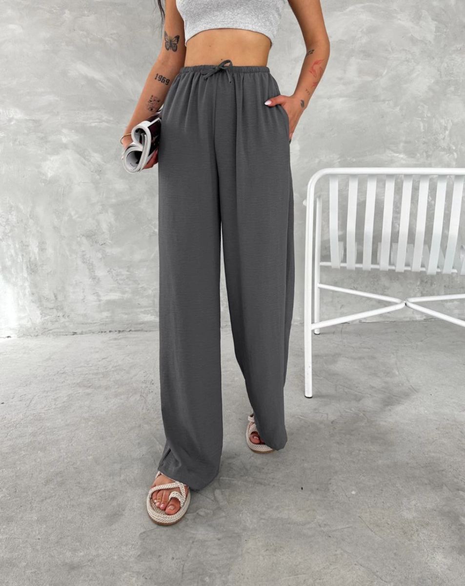 Kadın Ayrobin Oversize Kadın Pantolon - Füme