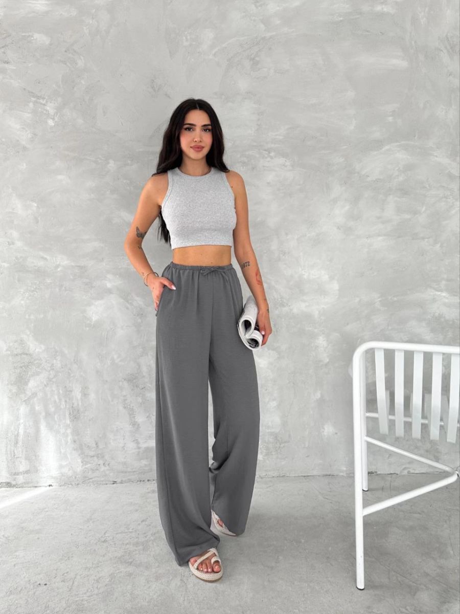 Kadın Ayrobin Oversize Kadın Pantolon - Füme