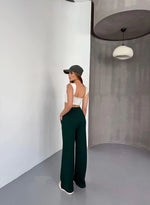 Kadın Osy Modal Yumuşak Dokulu Kumaş Nakış işlemeli Rahat Bol Paça Eşofman Pantolon - Yeşil