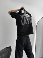 Erkek Ön ve Arka Baskılı T-Shirt Kısa Kol Bisiklet Yaka Regular Fit Tişört -  Siyah