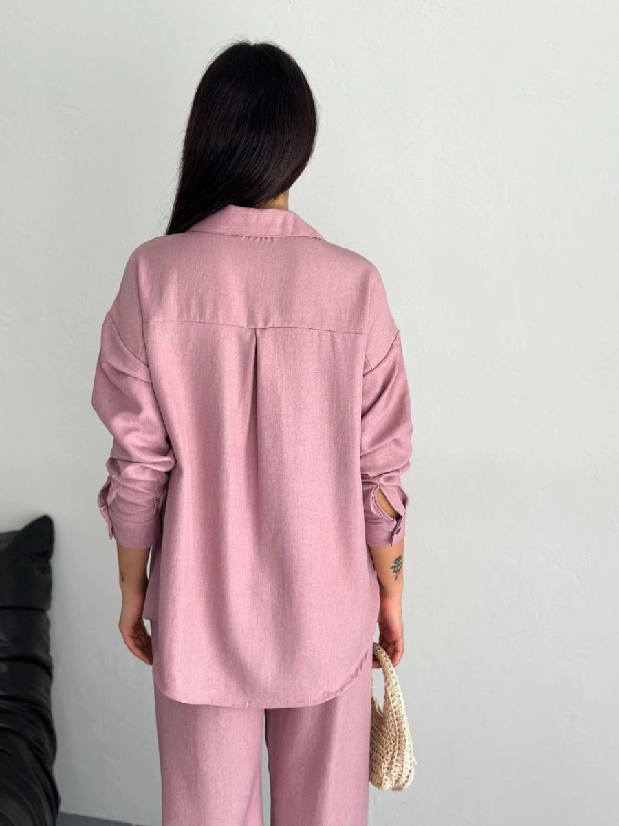 Kadın Gömlek Pantolon ikili Alt-Üst Takım - Toz Pembe