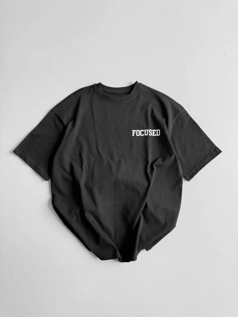 Erkek Ön ve Arka Baskılı T-Shirt Kısa Kol Bisiklet Yaka Regular Fit Tişört -  Siyah