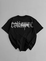 Erkek Ön ve Arka Baskılı T-Shirt Kısa Kol Bisiklet Yaka Regular Fit Tişört - Siyah