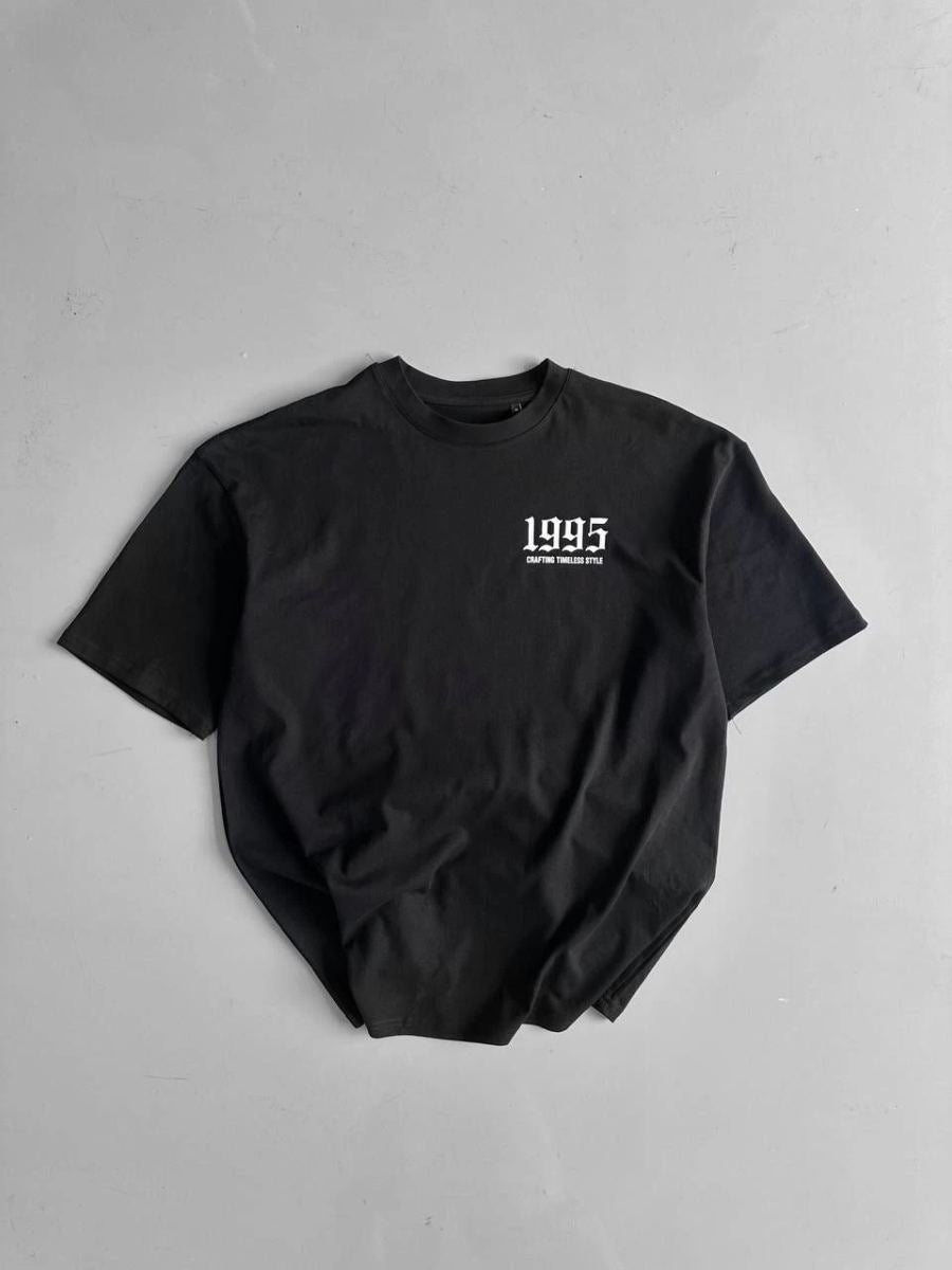 Erkek Baskılı T-Shirt Kısa Kol Bisiklet Yaka Regular Fit Yazlık Tişört - Siyah