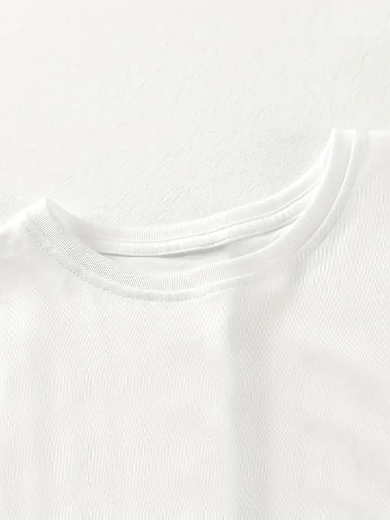 Kadın Gülücük Baskılı Tişört Kısa Kol Bisiklet Yaka Oversize T-Shirt - Beyaz