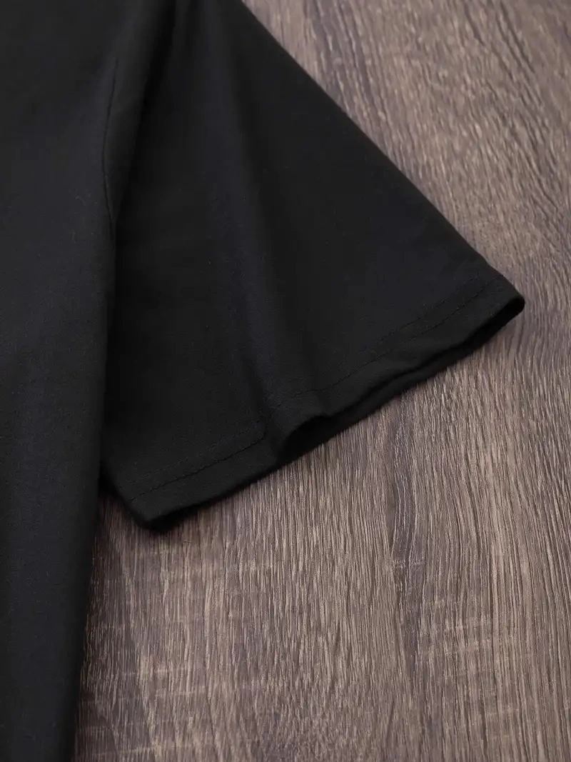 Kadın Kısa Kol Yazlık Tişört Bisiklet Yaka Baskılı Oversize T-Shirt - Siyah