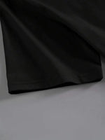 Kadın Kahve Desen Baskılı Tişört Kısa Kol Bisiklet Yaka Oversize T-Shirt - Siyah