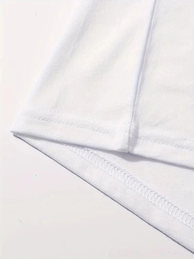 Kadın Kahve Desen Baskılı Tişört Kısa Kol Bisiklet Yaka Oversize T-Shirt - Beyaz