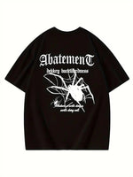 Kadın Tişört Örümcek Baskılı Bisiklet Yaka T-shirt - Siyah