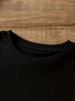Kadın Tişört Ayı Baskılı Bisiklet Yaka Yazlık Kısa Kol T-shirt - Siyah