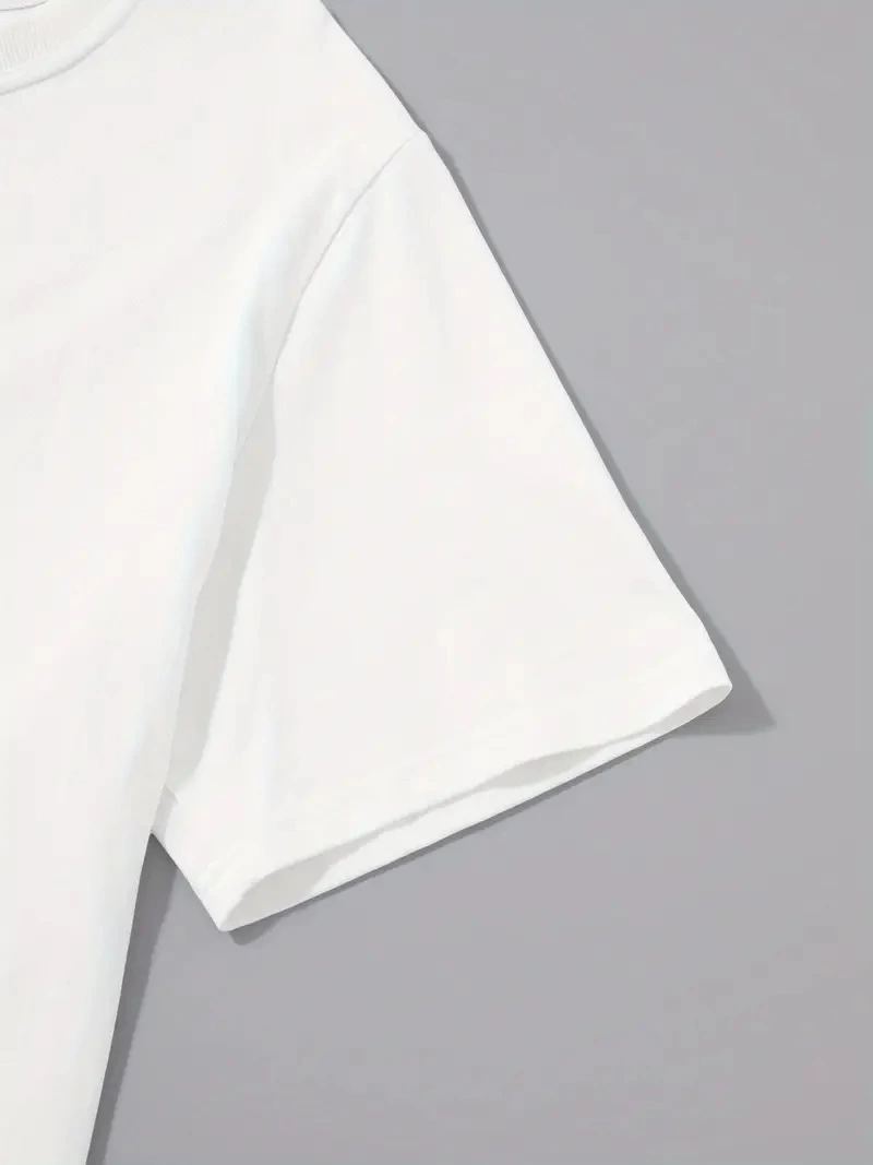 Erkek Kısa Kol Yazlık Tişört Bisiklet Yaka Baskılı Oversize T-Shirt - Beyaz