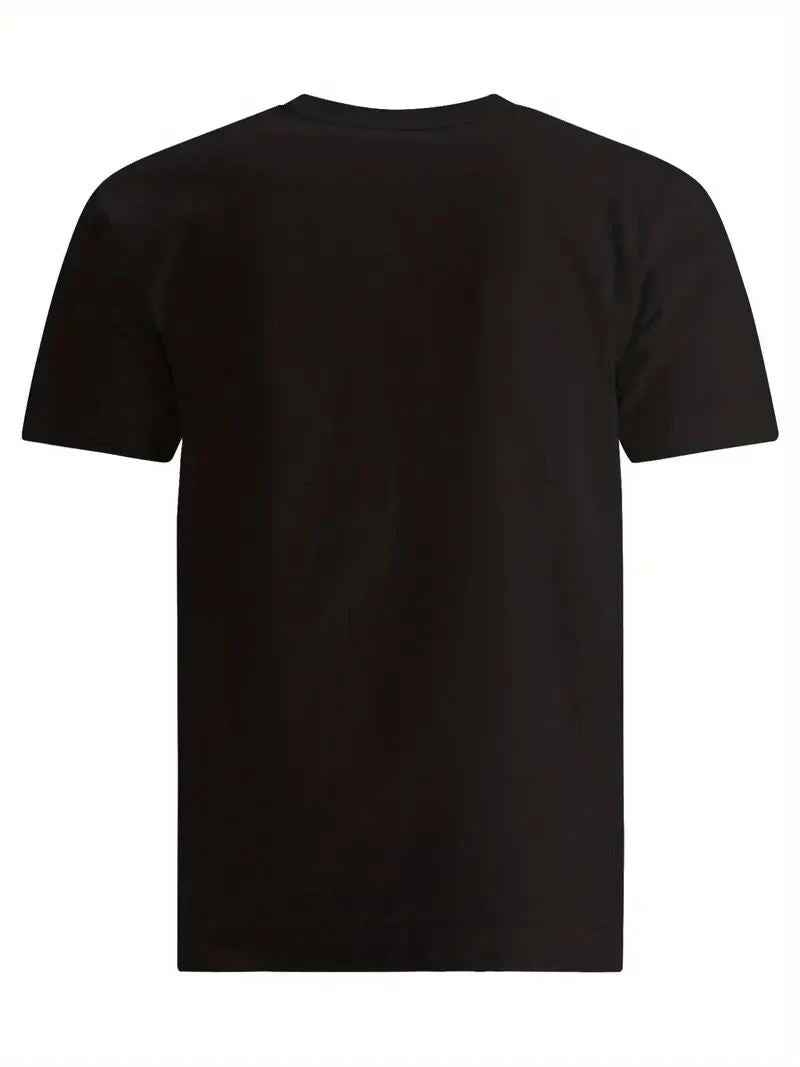 Erkek Baskılı T-Shirt Kısa Kol Bisiklet Yaka Regular Fit Rahat Kalıp Tişört - Siyah
