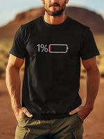 Erkek Sarj %1 Baskılı T-Shirt Kısa Kol Bisiklet Yaka Regular Fit Tişört - - Siyah