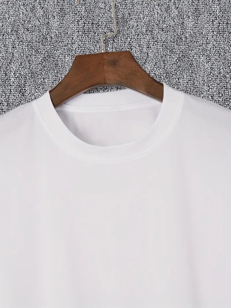 Erkek Baskılı T-Shirt Kısa Kol Bisiklet Yaka Regular Fit Rahat Kalıp Günlük Tişört - Beyaz