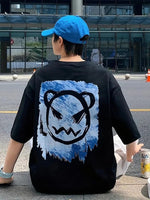 ERKEK  Tişört Bisiklet Yaka Kore tarzı baskı Kısa Kol t-shirt - Siyah