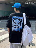 ERKEK  Tişört Bisiklet Yaka Kore tarzı baskı Kısa Kol t-shirt - Siyah
