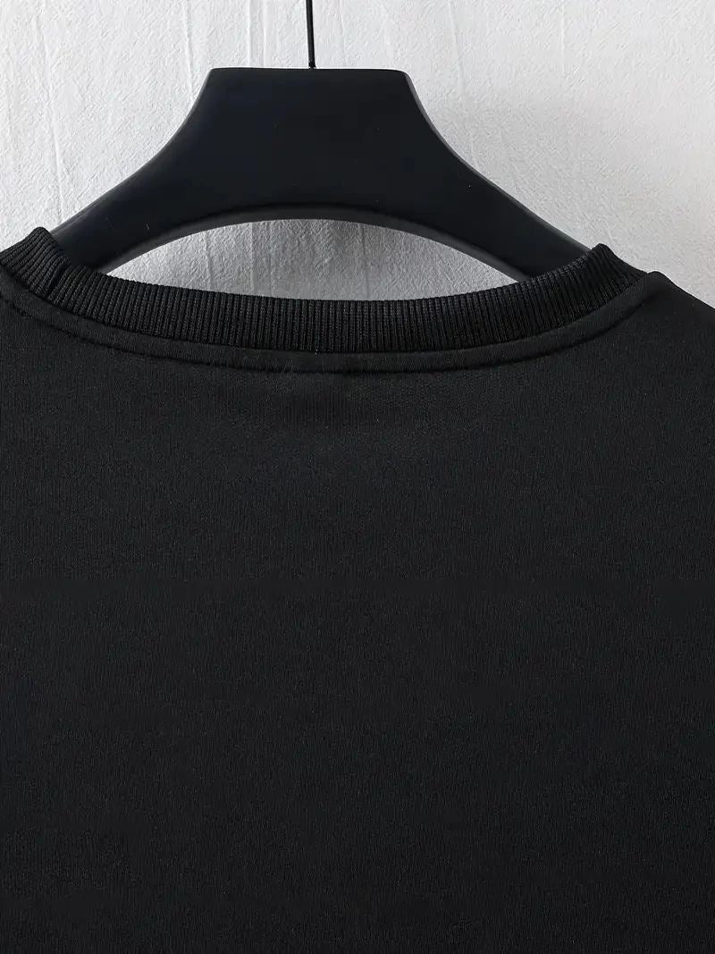 Erkek Baskılı T-Shirt Kısa Kol Bisiklet Yaka Regular Fit Yazlık Tişört - Siyah