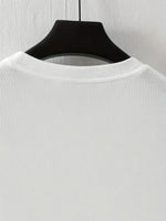 Erkek LB Baskılı Tişört Bisiklet Yaka Kısa Kol T-shirt - Beyaz