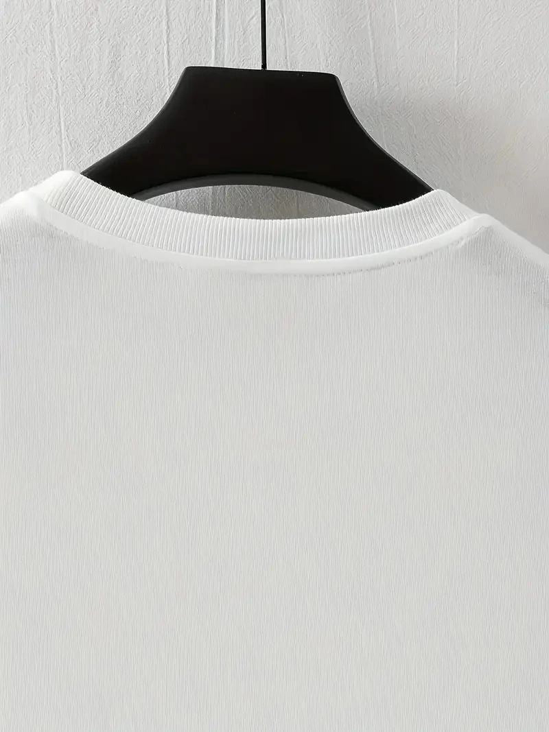 Erkek Baskılı T-Shirt Kısa Kol Bisiklet Yaka Regular Fit Yazlık Tişört - Beyaz