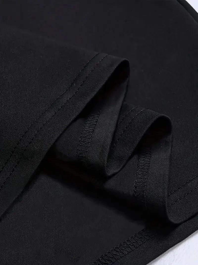 Erkek Kısa Kol Yazlık Tişört Bisiklet Yaka Baskılı Oversize T-Shirt - Siyah