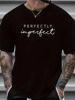 Erkek PERFECTLY Baskılı Tişört Bisiklet yaka yazlık Kısa Kol t-shirt - Siyah
