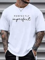 Erkek PERFECTLY Baskılı Tişört Bisiklet yaka yazlık Kısa Kol t-shirt - Beyaz