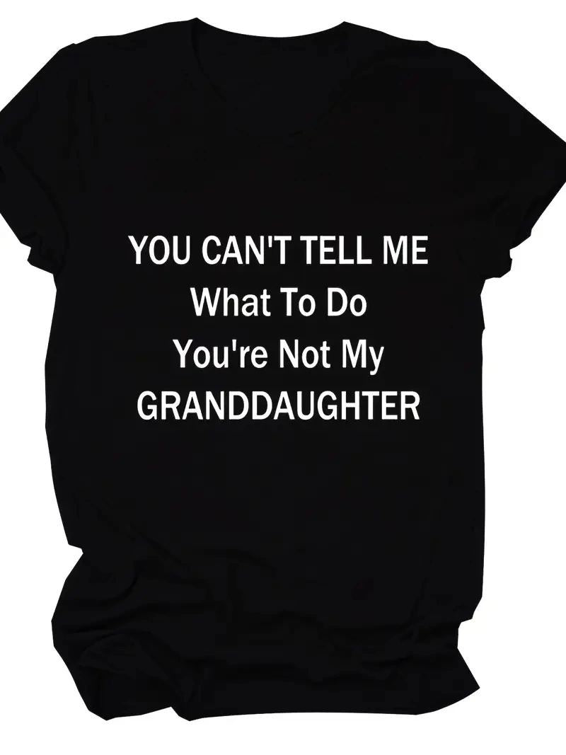 Kadın Baskılı Tişört Kısa Kol Bisiklet Yaka T-shirt - Siyah