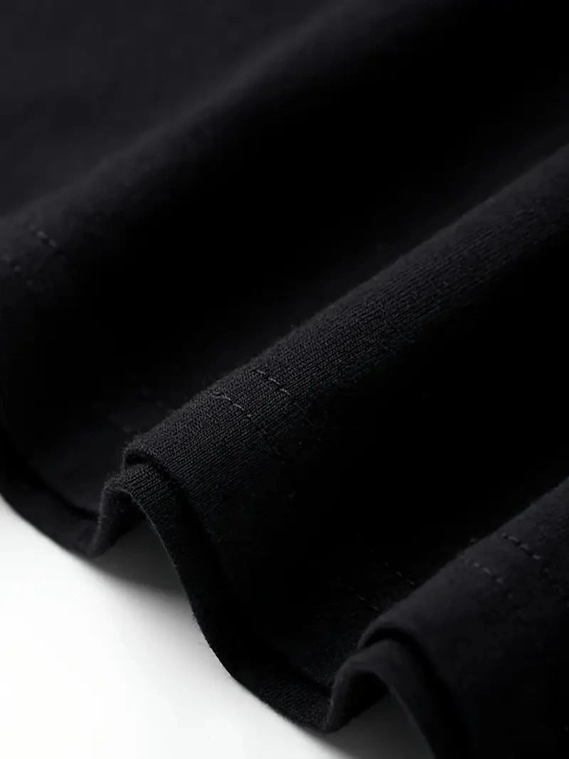 Erkek T-shirt Tavşan Baskılı Kısa Kollu Tişört - Siyah