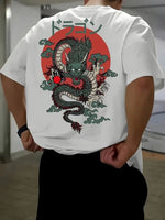 Erkek Tişört Penye Compack Ejder Baskılı Bisiklet Yaka T-shirt - Beyaz