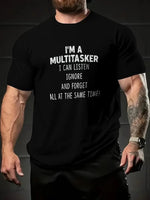 Erkek T-shirt Komik 'Multitasker' Baskılı Kısa kol Tişört - Siyah
