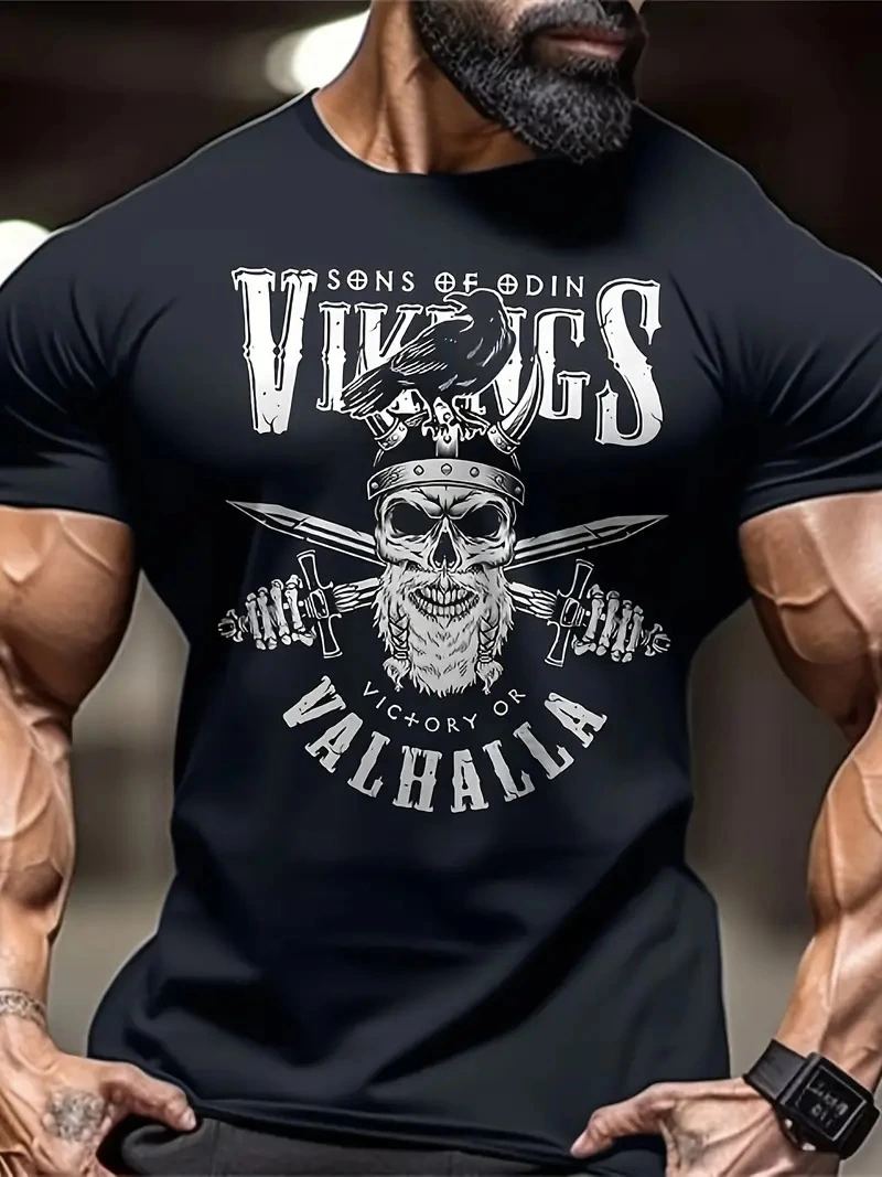 Erkek Ön ve Arka Baskılı T-Shirt Kısa Kol Bisiklet Yaka Regular Fit Tişört - Siyah