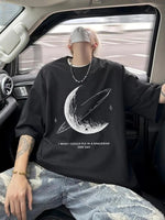 Erkek Baskılı Tişört Kısa Kol Bisiklet Yaka Oversize T-Shirt - - Siyah