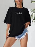 Kadın T-shirt Penye Compack Classical Baskılı Kısa kol Tişört - Siyah