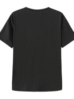 Kadın T-shirt Bisiklet Yaka Oversize Kısa Kollu Tişört - Siyah