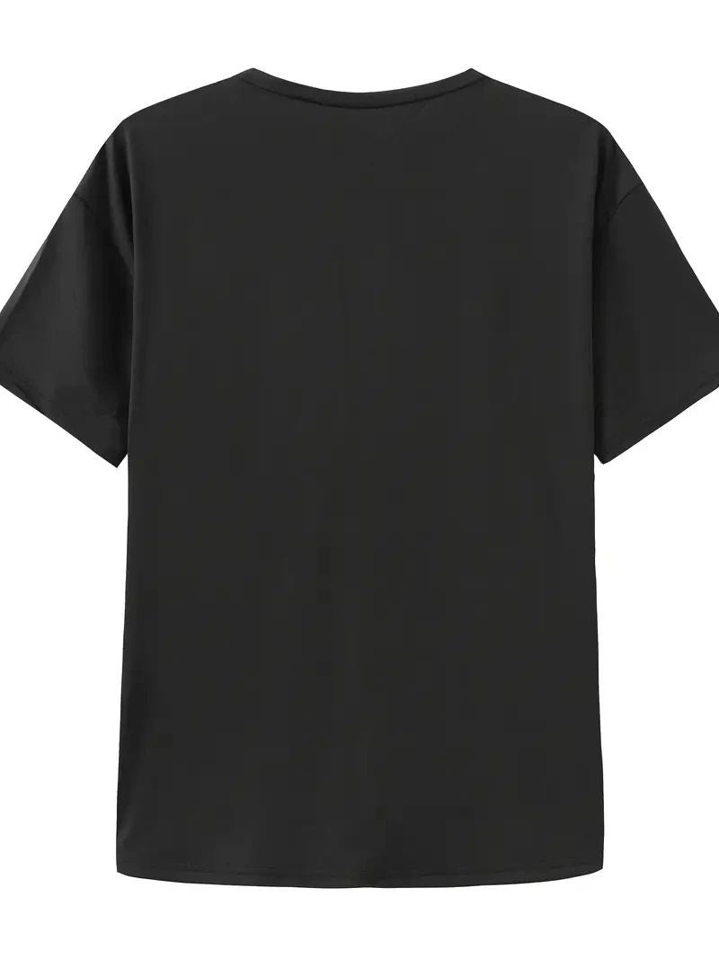 Kadın T-shirt Bisiklet Yaka Oversize Kısa Kollu Tişört - Siyah