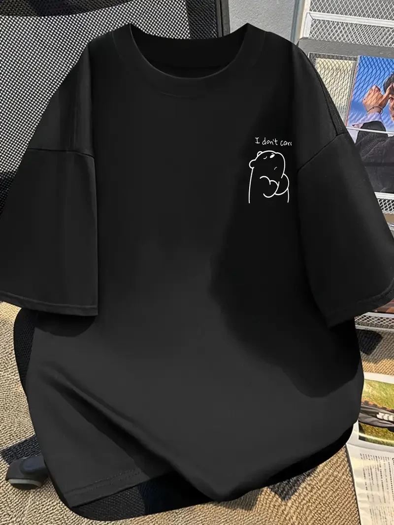 Kadın Tişört Bisiklet yaka kısa kol Eğlenceli Karikatür T-shirt - Siyah