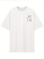 Kadın T-Shirt Kısa Kollu, "Umrumda Değil" Baskılı tişört - Beyaz
