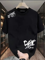 Kadın Kısa Kol Yazlık Tişört Bisiklet Yaka Baskılı Oversize T-Shirt - Siyah