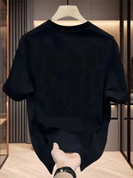 Kadın Kısa Kol Yazlık Tişört Bisiklet Yaka Baskılı Oversize T-Shirt - Siyah