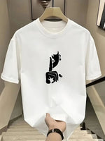 Kadın T-Shirt Bisiklet Yaka Kısa kol Baskılı tişört - Beyaz