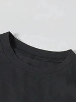 Kadın T-Shirt Ördek Baskılı Bisiklet Yakalı Kısa kol Tişört - Siyah